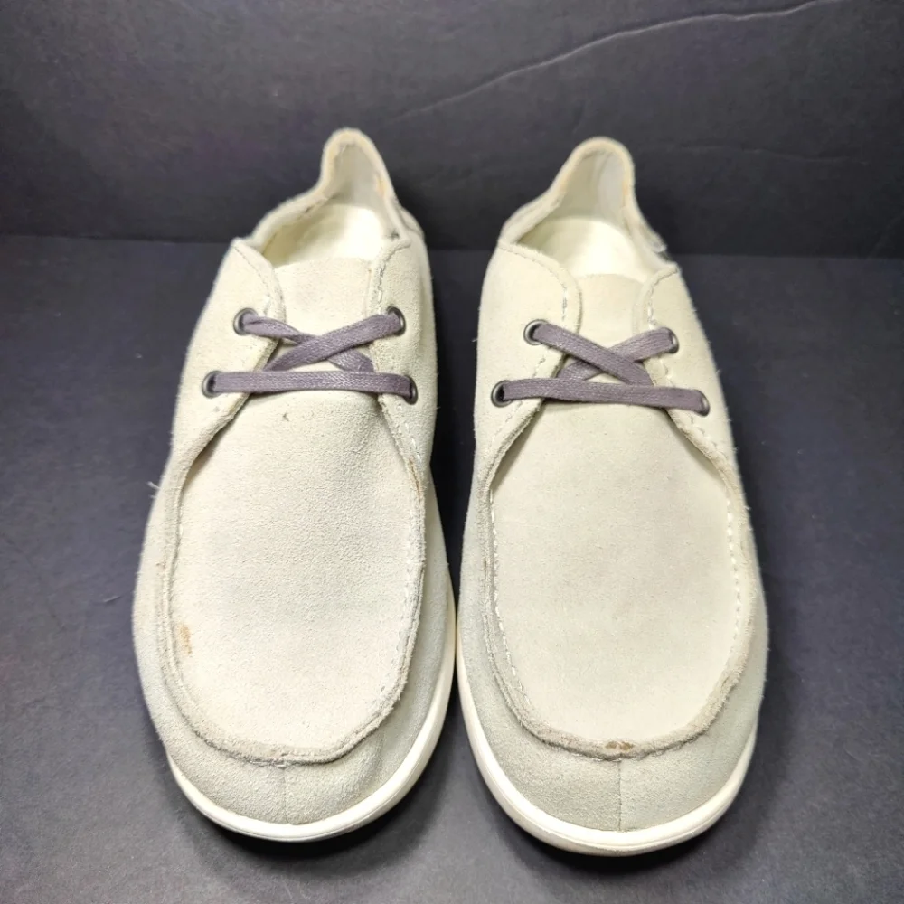 Crocs Santa Cruz 2 Eye Suede Loafer Light Grey Pearl White Men's 15365 Shoe Sz 8